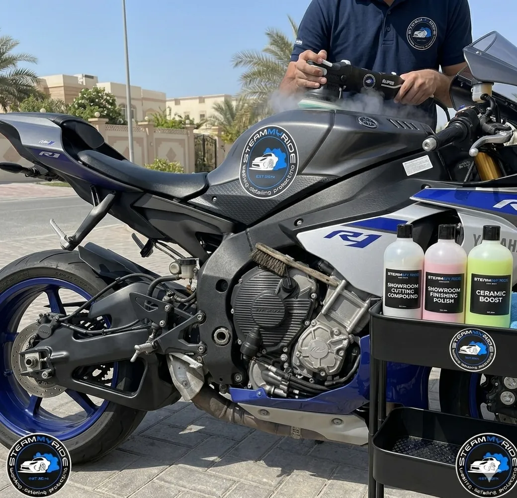 Motorbike detail after by Steam My Ride Bahrain