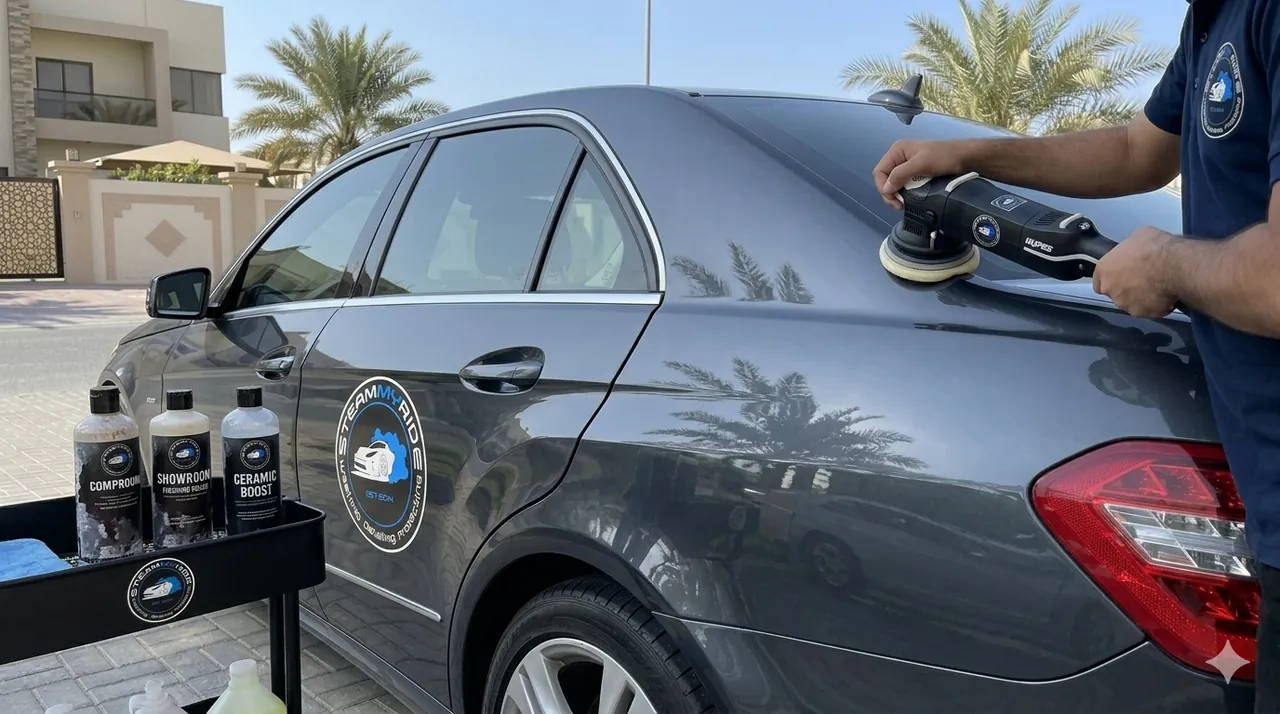 Machine polish & hand wax after by Steam My Ride Bahrain