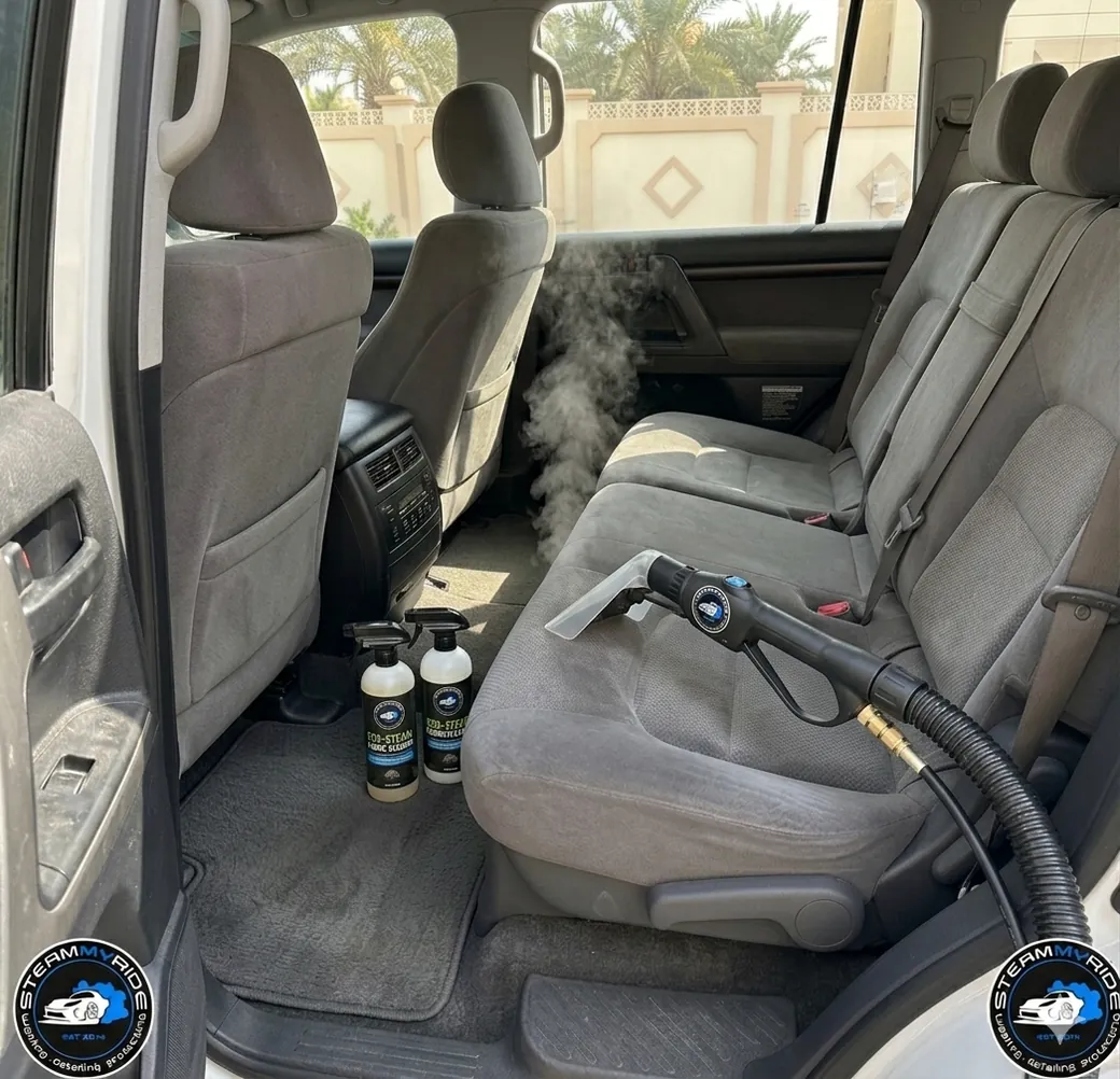 The same rear seats after Steam My Ride interior deep cleaning